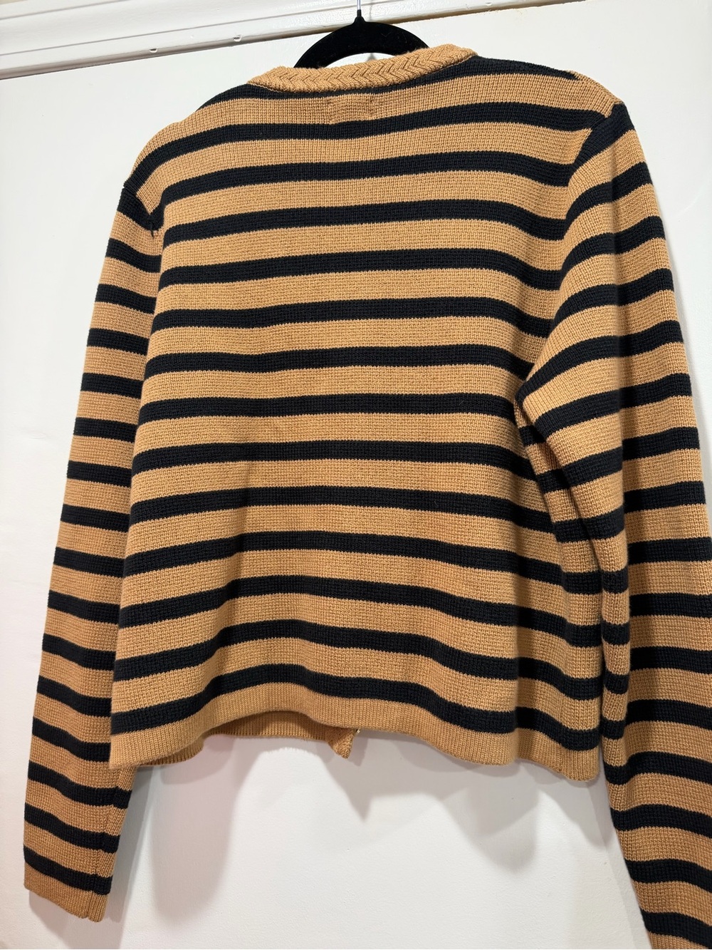 J. Crew Striped Button-Front Cardigan in Camel and Black - Picture 7 of 10